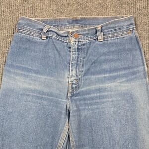 Blaze Jeans Mens 29x32 Light Wash Blue High Rise Straight Denim Raw Hem FLAW